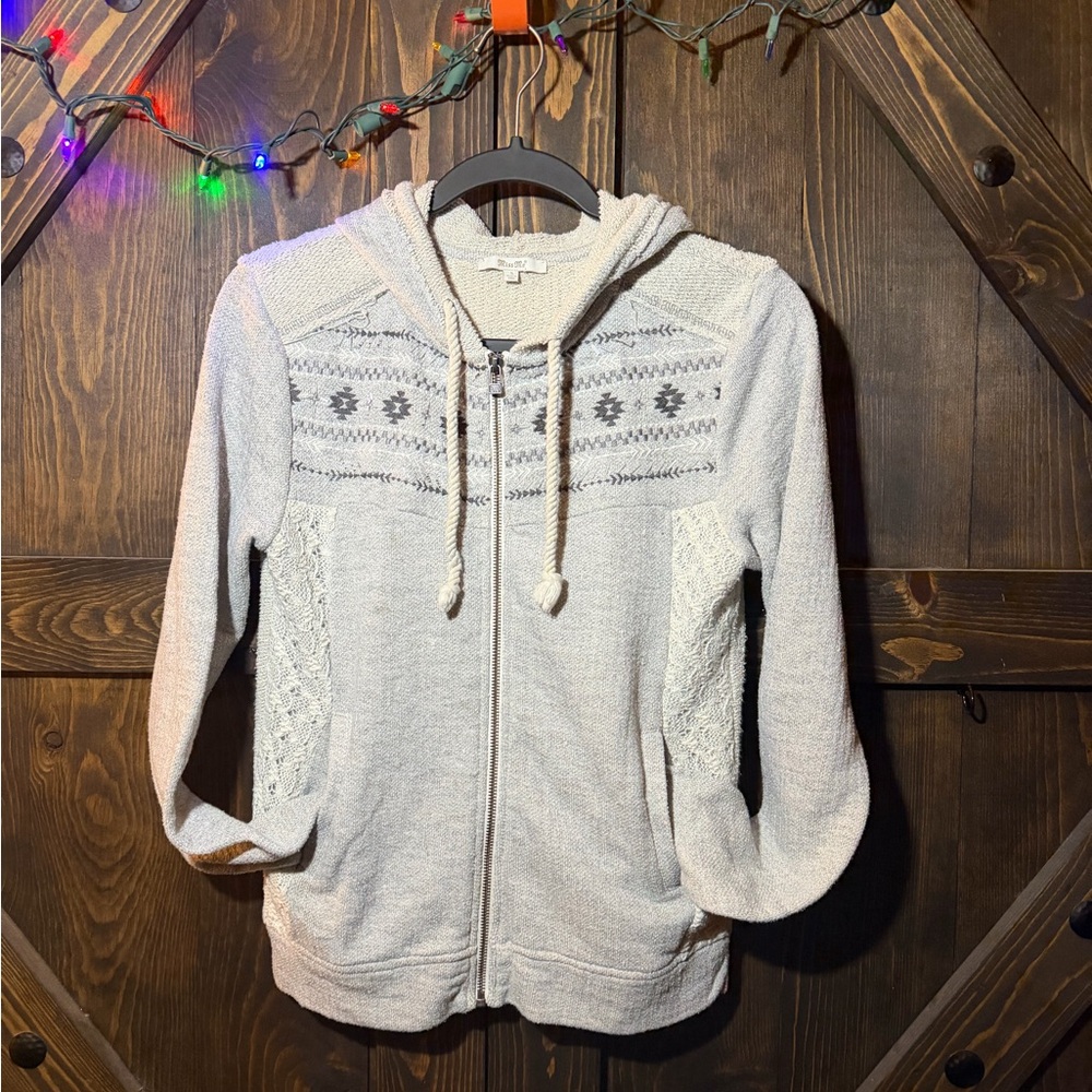 Miss Me heather‎ gray zip-up hoodie